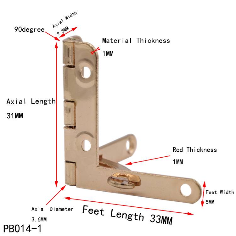 PB014-1 Cigar Box Metal Accessories Solid Brass Small Quadrant Hinge